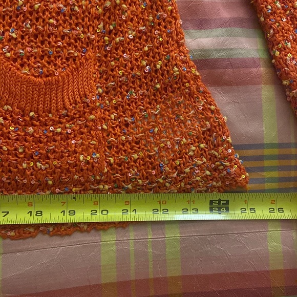 Swap Inside -Orange crochet open knit sweater cardigan size XL - Picture 11 of 13
